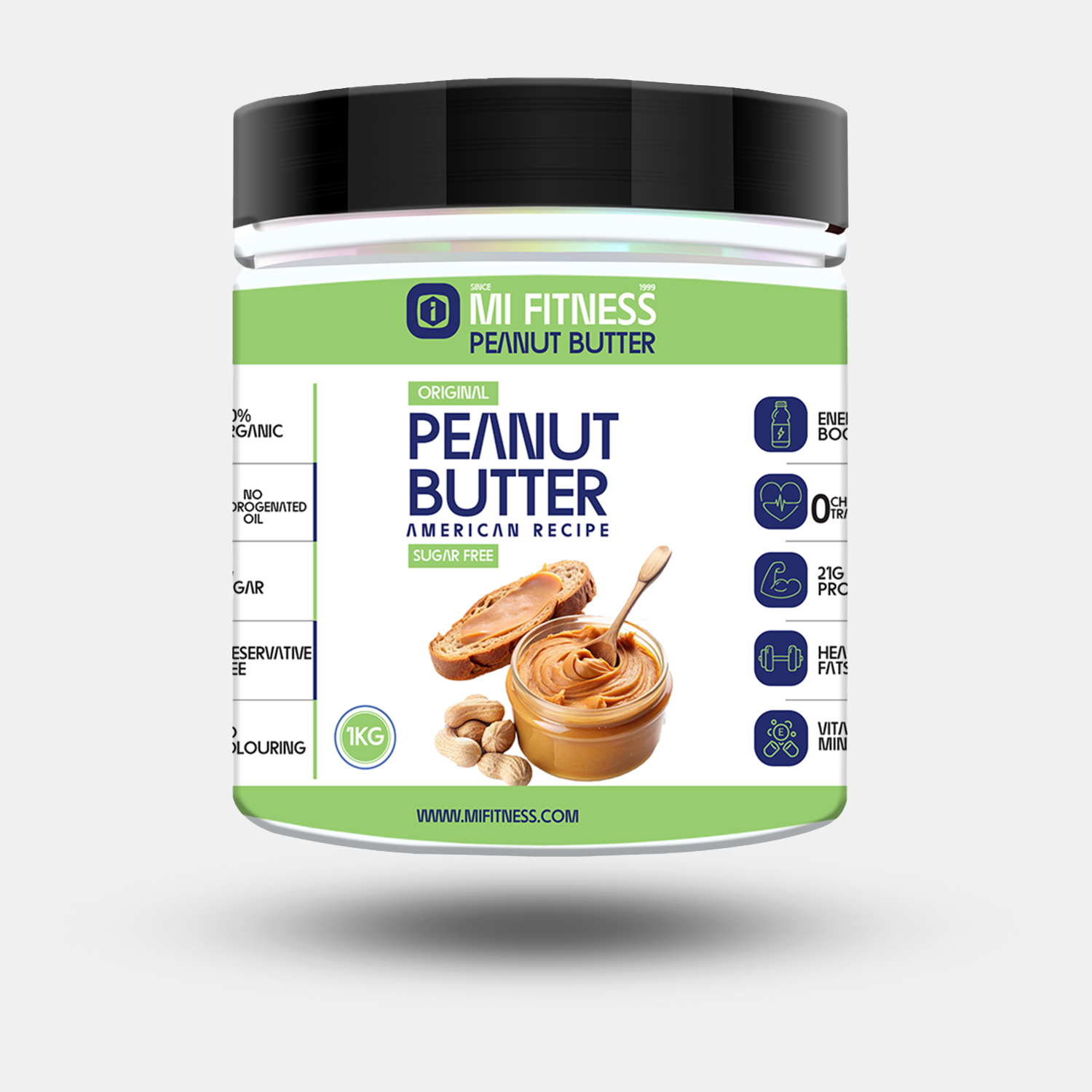 🇺🇸American Recipe Peanut Butter Sugar Free 01 kg - Mi Fitness