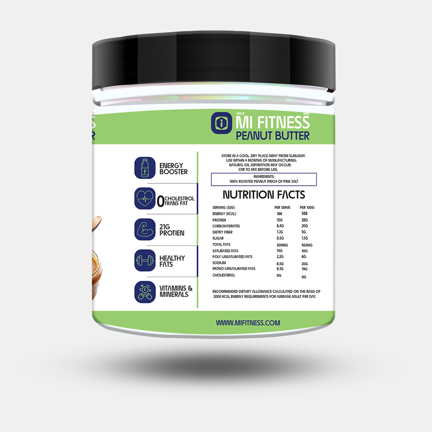 🇺🇸American Recipe Peanut Butter 500g - Mi Fitness - mi Fitness