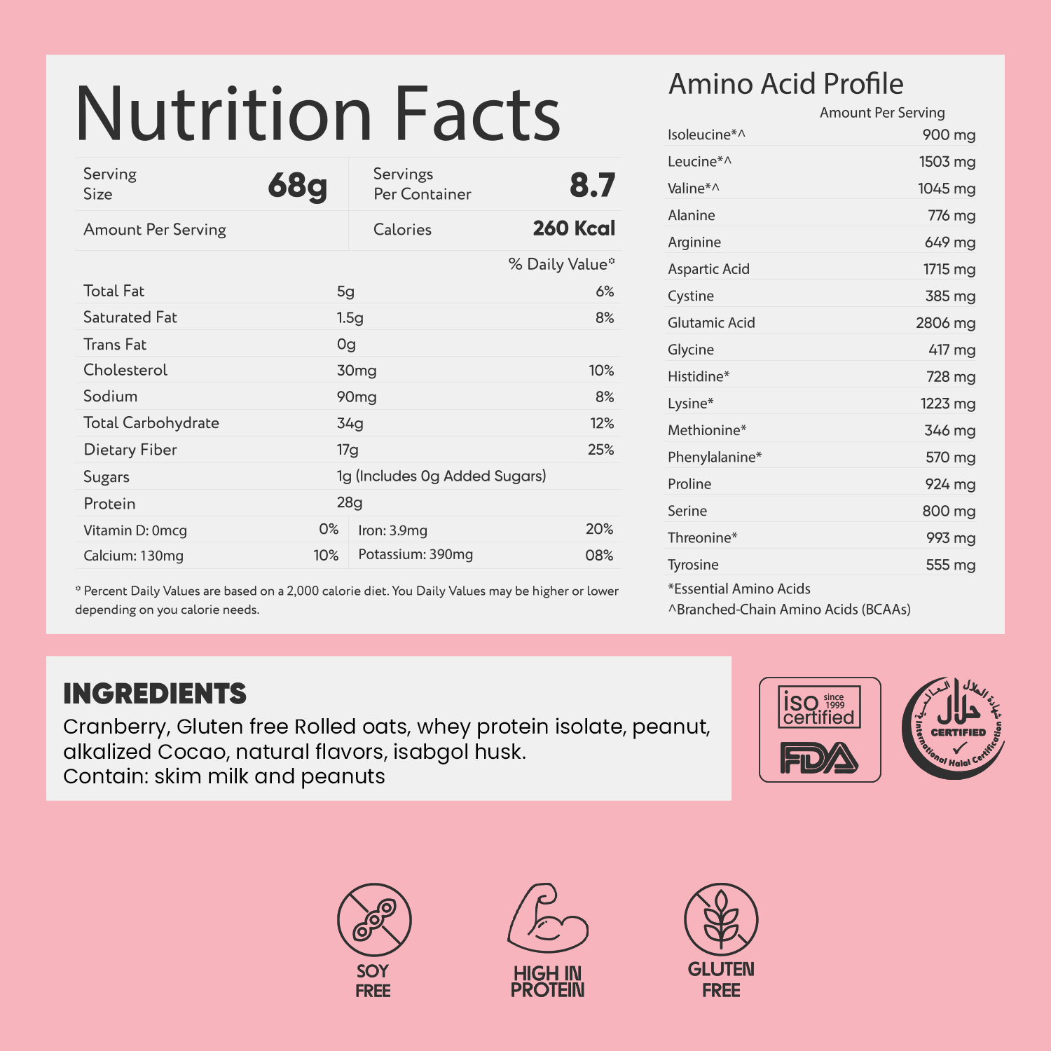Whey Protein Overnight Oats – Cranberry 400g - mi Fitness