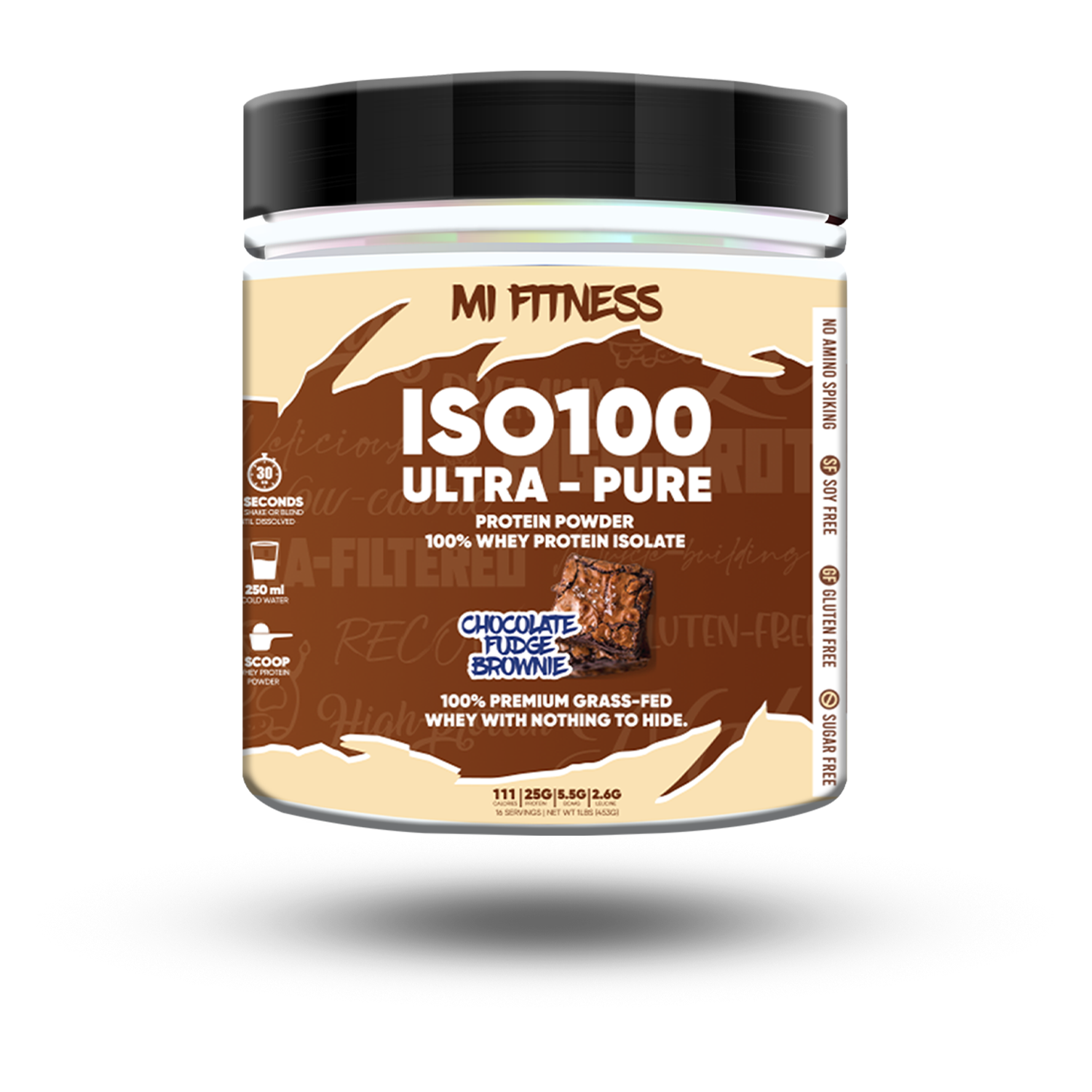 Whey ISO100 ULTRA-PURE Chocolate Fudge Brownie| 1 lbs - Mi Fitness®