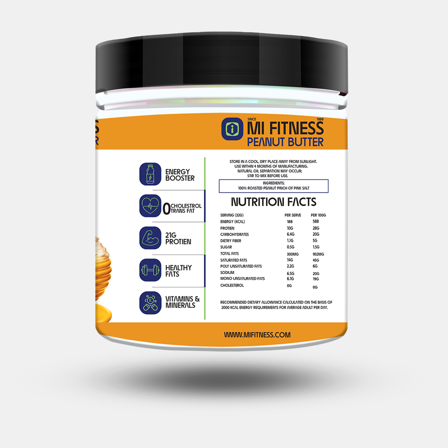 Peanut Butter Honey 01 kg - Mi Fitness® - mi Fitness