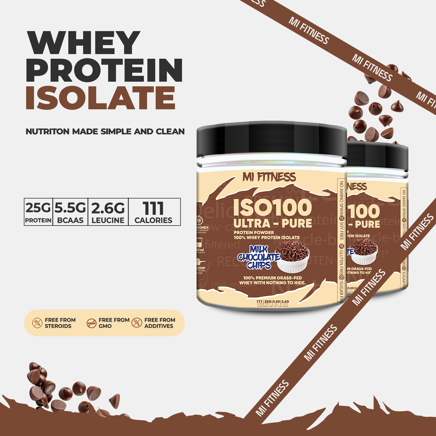 Whey ISO 100 ULTRA-PURE Chocolate Chip| 1 lbs - Mi Fitness®