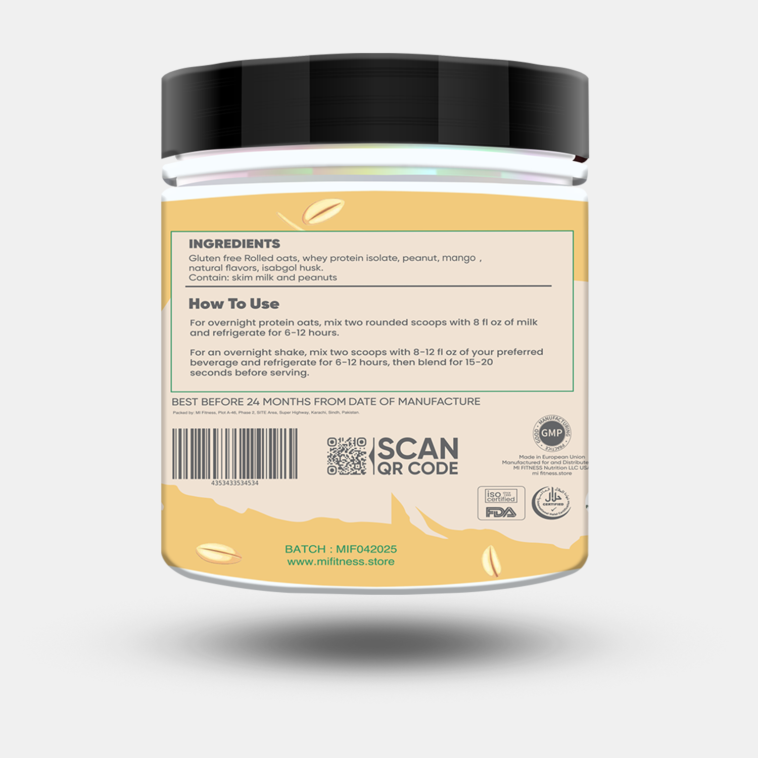 Whey Protein Overnight Oats – Mango 800g