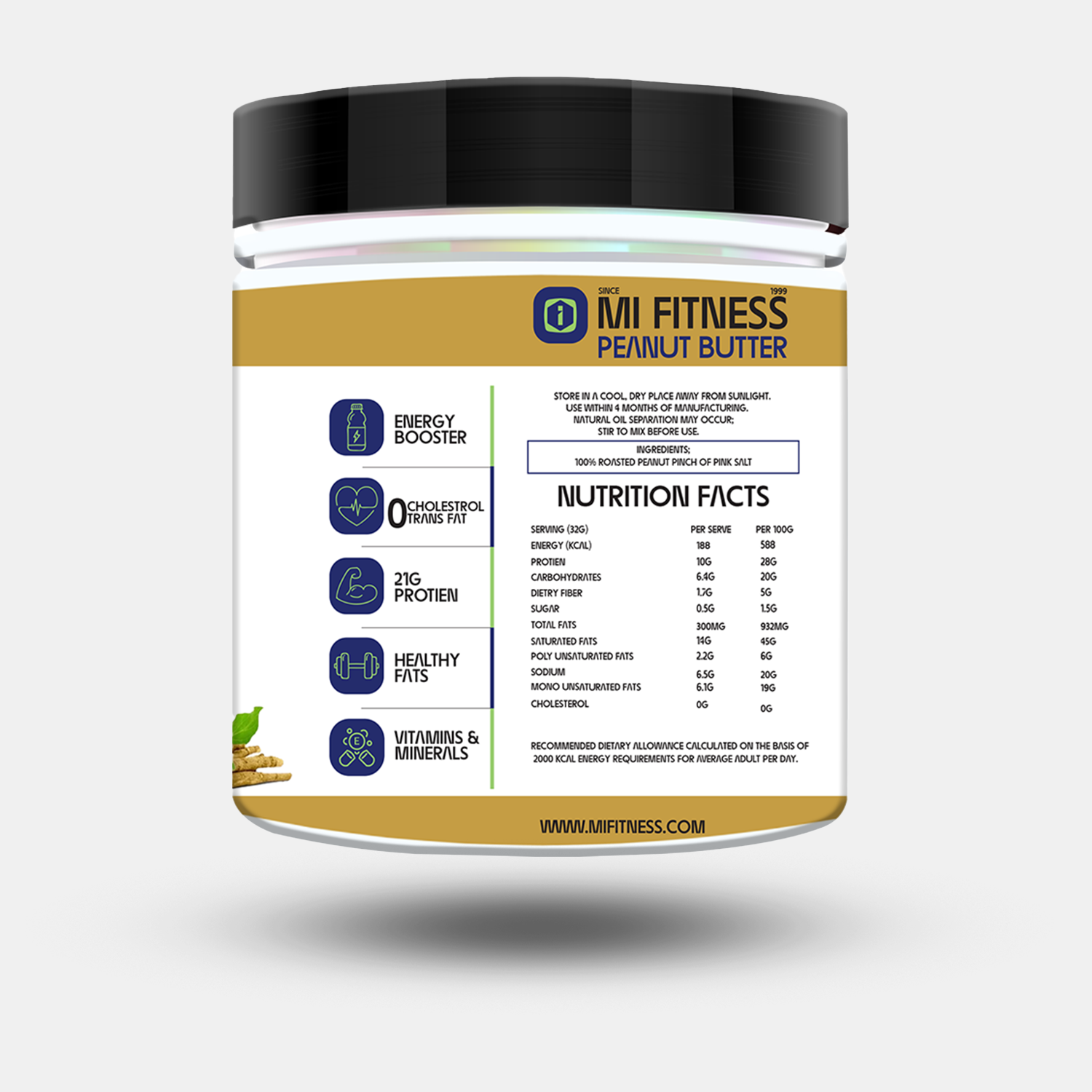 Kit Kat White Protein Peanut Butter 01 kg - Mi Fitness® - mi Fitness