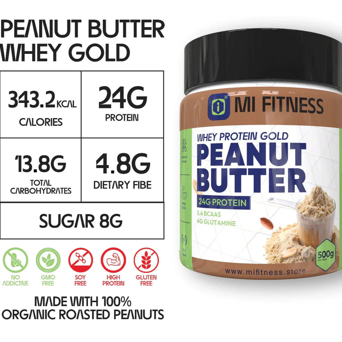 Peanut Butter Whey Gold 500g - Mi Fitness®