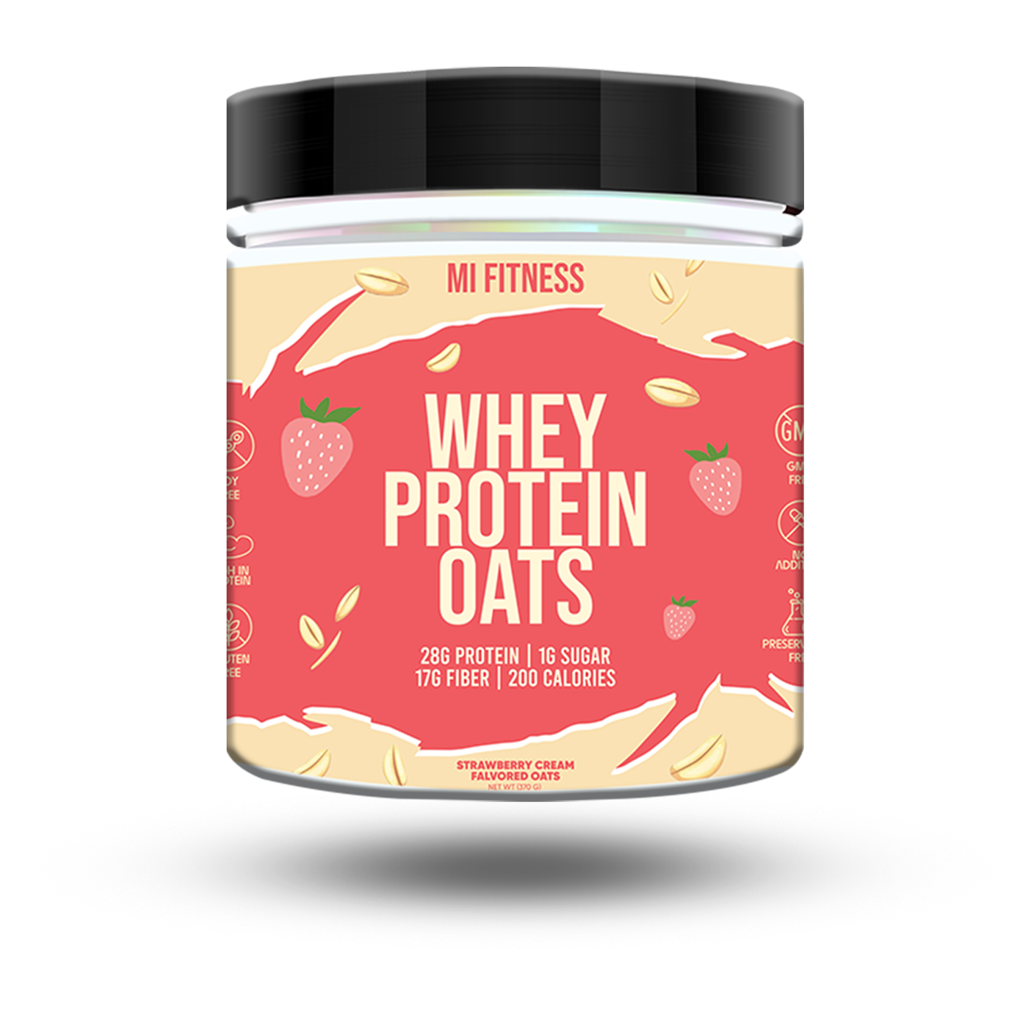 Whey Protein Overnight Oats – Strawberry 400g - mi Fitness